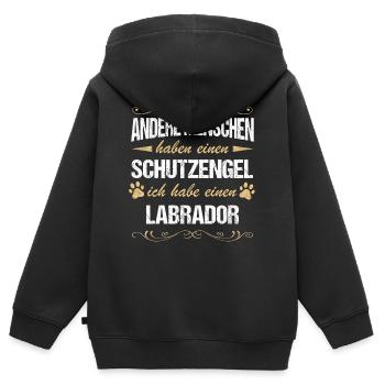 Labrador Hund Hundehalter - Kinder Premium Organic Zip Hoodie - Schwarz - Hinten - AI Model Kid Male (0cm)