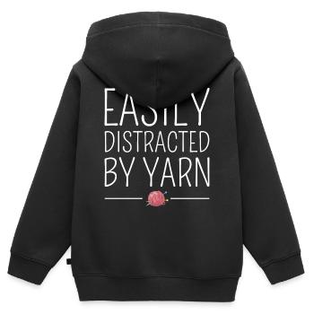 Crochet Crochet Crocheter Drôle - Sweat Premium à capuche zippé enfant bio - noir - Dos - AI Model Kid Male (0cm)