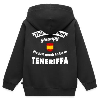 Tenerife Fans - Sweat Premium à capuche zippé enfant bio - noir - Dos - AI Model Kid Male (0cm)