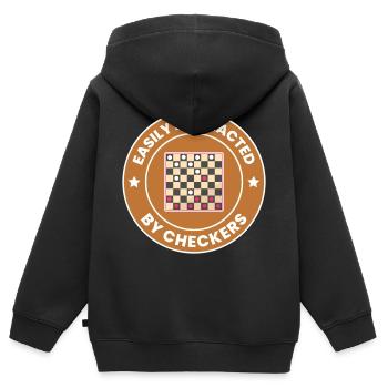 Checkers Draughts Strategie Brettspiele Lustig - Kinder Premium Organic Zip Hoodie - Schwarz - Hinten - AI Model Kid Male (0cm)