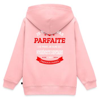 HYGIÉNISTE DENTAIRE PARFAITE - Sweat Premium à capuche zippé enfant bio - rose - Dos - AI Model Kid Female (0cm)
