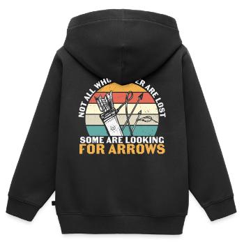 Tir à l’arc à la recherche de flèches - Sweat Premium à capuche zippé enfant bio - noir - Dos - AI Model Kid Male (0cm)