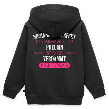 Preußen Ostpreußen Kaiserreich Spruch Heimat - Kinder Premium Organic Zip Hoodie - Schwarz - Hinten - AI Model Kid Male (0cm)