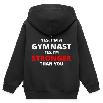 Gymnastique Gymnaste Backflip Tumbling Acrobaties - Sweat Premium à capuche zippé enfant bio - noir - Dos - AI Model Kid Male (0cm)