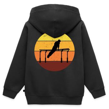 Gymnastique Artistique Barres Parallèles Gymnaste Vintage - Sweat Premium à capuche zippé enfant bio - noir - Dos - AI Model Kid Male (0cm)