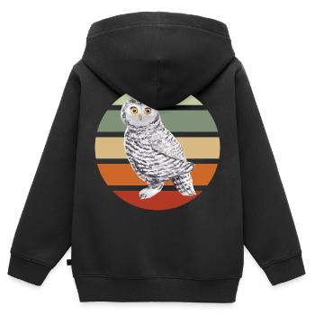 EuleEule Uhu Tier Waldtier Steinkauz Schleiereulen - Kinder Premium Organic Zip Hoodie - Schwarz - Hinten - AI Model Kid Male (0cm)