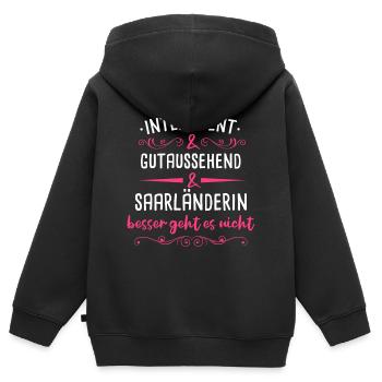 Saarland Saarländerin Saarländer Spruch - Kinder Premium Organic Zip Hoodie - Schwarz - Hinten - AI Model Kid Male (0cm)