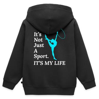 Gymnastique Gymnaste Backflip Tumbling Acrobaties - Sweat Premium à capuche zippé enfant bio - noir - Dos - AI Model Kid Male (0cm)