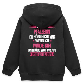 Pfalz Pfälzer Rheinlandpfalz Heimat Spruch - Kinder Premium Organic Zip Hoodie - Schwarz - Hinten - AI Model Kid Male (0cm)