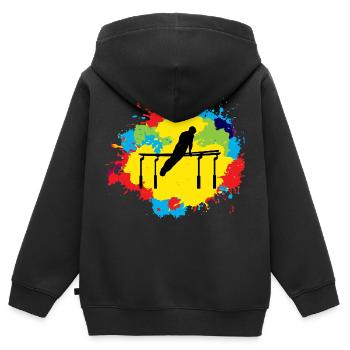 Artistic Gymnastics Parallel Bars Watercolor - Kids Premium Organic Zip-up Hoodie - black - Back - AI Model Kid Male (0cm)