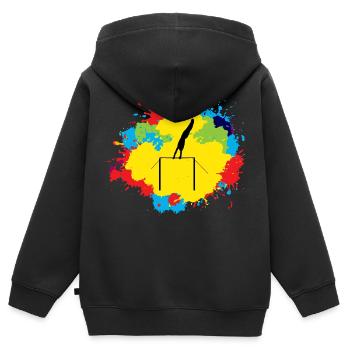 Kunstturnen Horizontale Balken Aquarell - Kinder Premium Organic Zip Hoodie - Schwarz - Hinten - AI Model Kid Male (0cm)