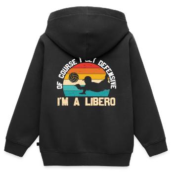 Ich bin ein Libero Natürlich werde ich defensiv - Kinder Premium Organic Zip Hoodie - Schwarz - Hinten - AI Model Kid Male (0cm)