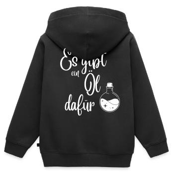Es gibt ein Öl dafür - Mode für Öl-Liebhaber - Kinder Premium Organic Zip Hoodie - Schwarz - Hinten - AI Model Kid Male (0cm)