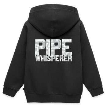 Plombier Design Pipe Whisperer - Sweat Premium à capuche zippé enfant bio - noir - Dos - AI Model Kid Male (0cm)