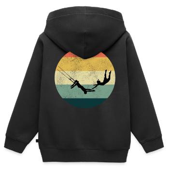 Trapèze volant Circus Gymnastique Vintage - Sweat Premium à capuche zippé enfant bio - noir - Dos - AI Model Kid Male (0cm)
