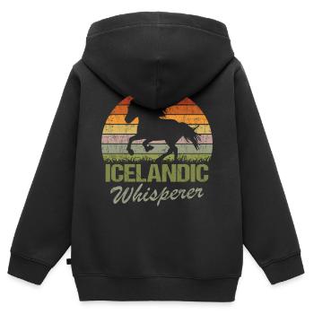 Islandpferd Tölt Isländer Flüsterer - Kinder Premium Organic Zip Hoodie - Schwarz - Hinten - AI Model Kid Male (0cm)