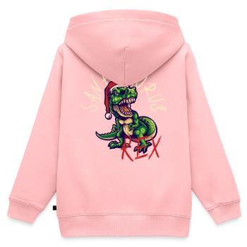 Santasaurus - Kinder Premium Organic Zip Hoodie - Rosa - Hinten - AI Model Kid Female (0cm)
