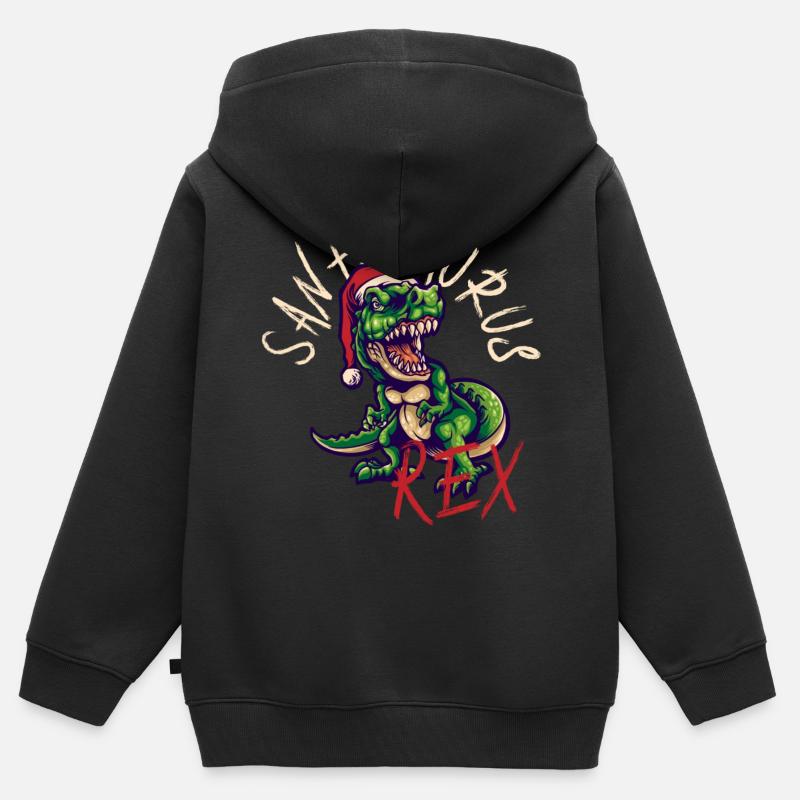 Santasaurus - Sweat Premium à capuche zippé enfant bio - noir