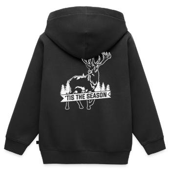 Jagdzitat Lustige Hirschjagd Ist die Jahreszeit - Kinder Premium Organic Zip Hoodie - Schwarz - Hinten - AI Model Kid Male (0cm)