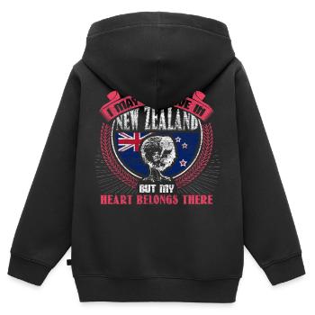 Neuseeland Insel Herkunft - Kinder Premium Organic Zip Hoodie - Schwarz - Hinten - AI Model Kid Male (0cm)