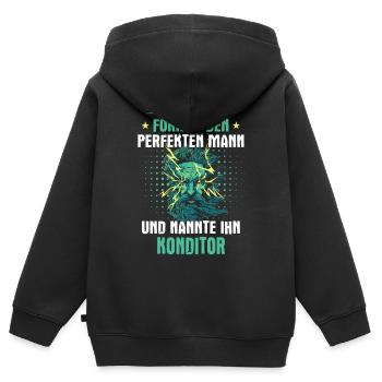 Konditor Konditorei Kuchen Torte Beruf Spruch - Kinder Premium Organic Zip Hoodie - Schwarz - Hinten - AI Model Kid Male (0cm)