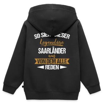 Saarland Saarländerin Saarländer Spruch - Kinder Premium Organic Zip Hoodie - Schwarz - Hinten - AI Model Kid Male (0cm)