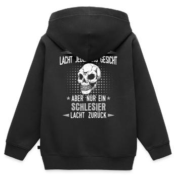 Schlesien Schlesier Deutschland Polen Spruch - Kinder Premium Organic Zip Hoodie - Schwarz - Hinten - AI Model Kid Male (0cm)