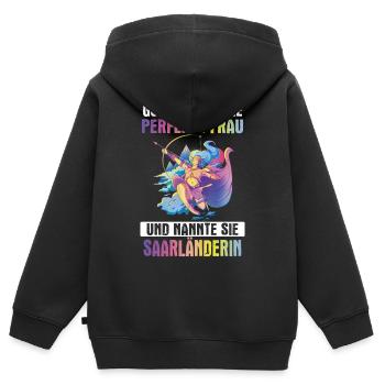Saarland Saarländerin Saarländer Spruch - Kinder Premium Organic Zip Hoodie - Schwarz - Hinten - AI Model Kid Male (0cm)