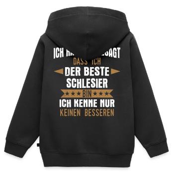 Schlesien Schlesier Deutschland Polen Spruch - Kinder Premium Organic Zip Hoodie - Schwarz - Hinten - AI Model Kid Male (0cm)