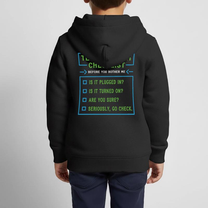 Liste de contrôle du support technique Coding Sweat Premium à capuche zippé enfant bio