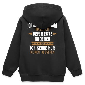 Ruderer Rudern Ruderboot Wassersport Spruch - Kinder Premium Organic Zip Hoodie - Schwarz - Hinten - AI Model Kid Male (0cm)