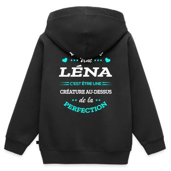 LÉNA PARFAITE - NOM LÉNA - Sweat Premium à capuche zippé enfant bio - noir - Dos - AI Model Kid Male (0cm)