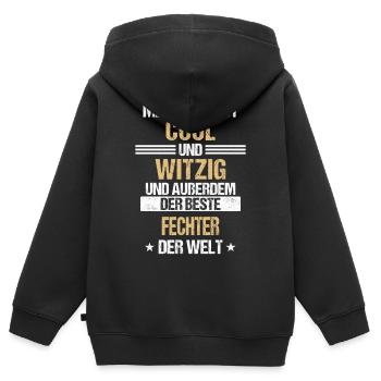 Fechten Fechter Schwertkampf Fechtsport Spruch - Kinder Premium Organic Zip Hoodie - Schwarz - Hinten - AI Model Kid Male (0cm)