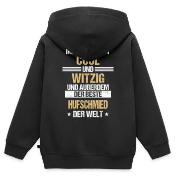 Hufschmied Hufe Schmied Tierhufen Hufeisen Spruch - Kinder Premium Organic Zip Hoodie - Schwarz - Hinten - AI Model Kid Male (0cm)
