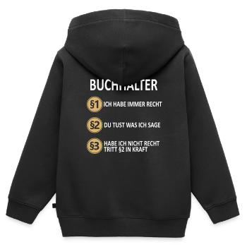 Buchhalter Buchhaltung Finanzbuchhaltung Spruch - Kinder Premium Organic Zip Hoodie - Schwarz - Hinten - AI Model Kid Male (0cm)