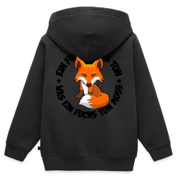 Ein Fuchs muss tun was ein Fuchs tun muss - Kinder Premium Organic Zip Hoodie - Schwarz - Hinten - AI Model Kid Male (0cm)