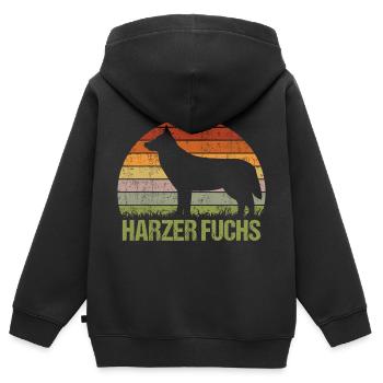 Harzer Fuchs Vintage Retro - Kinder Premium Organic Zip Hoodie - Schwarz - Hinten - AI Model Kid Male (0cm)