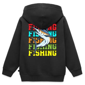 Fischer Fischen Angel Köder - Kinder Premium Organic Zip Hoodie - Schwarz - Hinten - AI Model Kid Male (0cm)