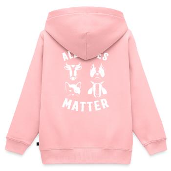 Go Vegan - Fier Végétalien - 33 - neg - Sweat Premium à capuche zippé enfant bio - rose - Dos - AI Model Kid Female (0cm)