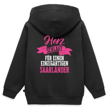 Saarland Saarländerin Saarländer Spruch - Kinder Premium Organic Zip Hoodie - Schwarz - Hinten - AI Model Kid Male (0cm)