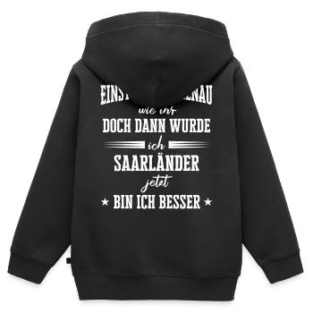Saarland Saarländerin Saarländer Spruch - Kinder Premium Organic Zip Hoodie - Schwarz - Hinten - AI Model Kid Male (0cm)