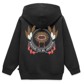 Plumes indiennes indigènes - Sweat Premium à capuche zippé enfant bio - noir - Dos - AI Model Kid Male (0cm)