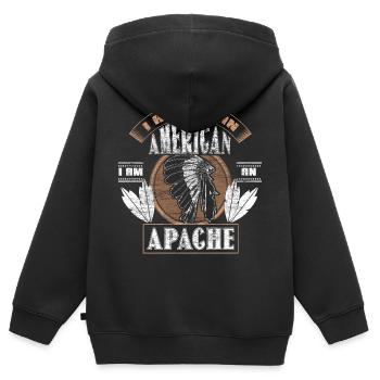 Indianer Nordamerika Cowboys Geschenkidee - Kinder Premium Organic Zip Hoodie - Schwarz - Hinten - AI Model Kid Male (0cm)