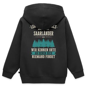 Saarland Saarländerin Saarländer Spruch - Kinder Premium Organic Zip Hoodie - Schwarz - Hinten - AI Model Kid Male (0cm)