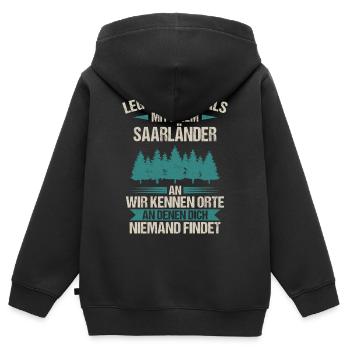 Saarland Saarländerin Saarländer Spruch - Kinder Premium Organic Zip Hoodie - Schwarz - Hinten - AI Model Kid Male (0cm)