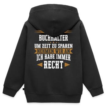 Buchhalter Buchhaltung Finanzbuchhaltung Spruch - Kinder Premium Organic Zip Hoodie - Schwarz - Hinten - AI Model Kid Male (0cm)