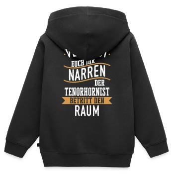 Tenorhorn Blasinstrument Tenorhornist Spruch - Kinder Premium Organic Zip Hoodie - Schwarz - Hinten - AI Model Kid Male (0cm)
