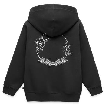 Weiße Blumen Ranke Ecke Ornamente Rahmen - Kinder Premium Organic Zip Hoodie - Schwarz - Hinten - AI Model Kid Male (0cm)