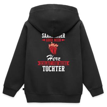 Saarland Saarländerin Saarländer Spruch - Kinder Premium Organic Zip Hoodie - Schwarz - Hinten - AI Model Kid Male (0cm)