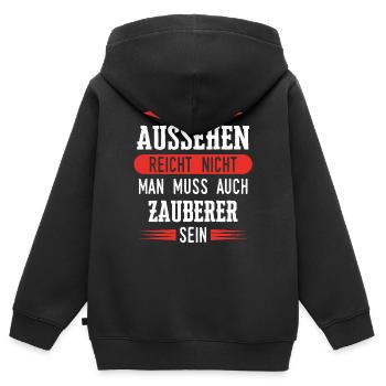 Zauberer Zaubern Magier Zaubertricks Spruch - Kinder Premium Organic Zip Hoodie - Schwarz - Hinten - AI Model Kid Male (0cm)